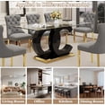 thumbnail image 6 of 7-Piece 70" Glass Dining Table Set, Tempered Glass Top with OC Shape Frame & Stainless Steel Base, 6 Velvet Chairs with Stainless Steel Legs, 6 of 7