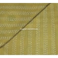 thumbnail image 5 of Handmade Kantha Quilt, Floral Pattern, Mustard Yellow with Purple and Green Accents Size ( King 108" x 108" ), 5 of 5