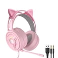 thumbnail image 3 of Esquirla Casque de Jeu Écouteurs Coussinets à DEL pour PC Portable Oreille de Chat Rose, 3 of 4