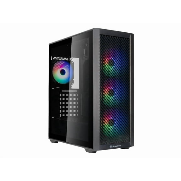 SilverStone Technology FARA 515XR Black Compact ATX Mid-Tower Chassis with Dual Radiator Support and Stunning Rainbow Lighting