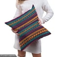 thumbnail image 4 of Ambesonne Striped Fabric by the Yard Upholstery, Retro Aztec Art, 2 Yards, Teal Plum and Orange, 4 of 4