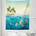 thumbnail image 1 of Tropical Tapestry, Jellyfish in the Ocean by Palm Tree Island Exotic Cloudy Seascape Season Scenery, Fabric Wall Hanging Decor for Bedroom Living Room Dorm, 5 Sizes, Multicolor, by Ambesonne, 1 of 1