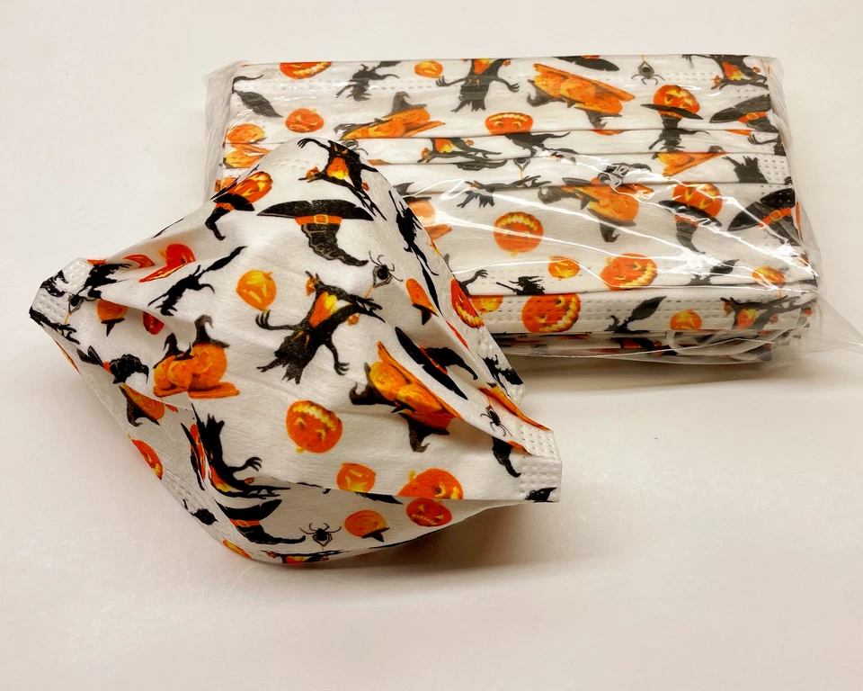 CIRCLE- (50 Pcs) Halloween Pattern Disposable Face Mask Assorted 3-Ply Adult Mouth Cover