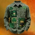 thumbnail image 2 of IWRICH Men's St. Patrick's Day Print Casual Shirt Shamrock Saint Patricks Day Shirt 08-Green XL, 2 of 3