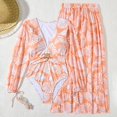 thumbnail image 4 of Yajing Bathing Suit For Women Women's V Neck Spa Swimsuit And Skirt Travel Vacation Set Long Sleeve Printed Swimsuit Two Piece Bikini Orange S, 4 of 9
