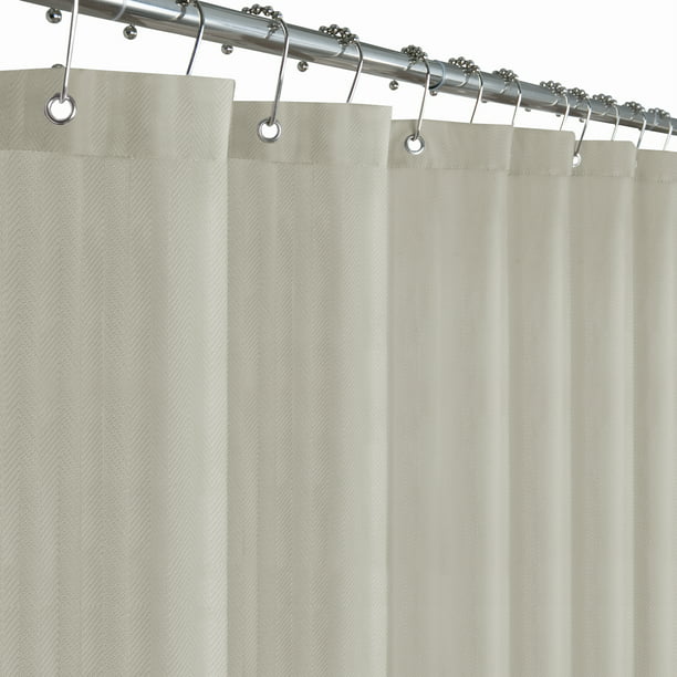 Zenna Home Beige Solid Print Metal, Beige Cloth Shower Curtain Liner