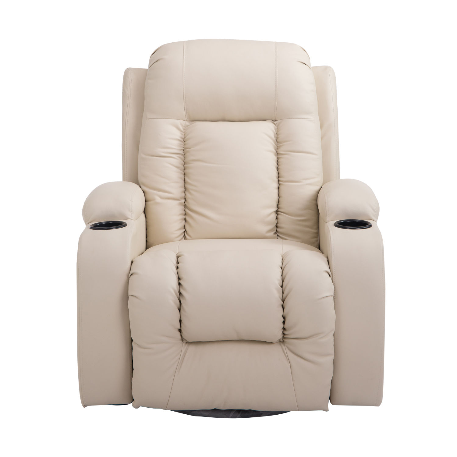 HOMCOM Massage Recliner Chair Heated Vibrating PU Leather Ergonomic Lounge 360 Degree Swivel with Remote - Cream White - image 4 of 8