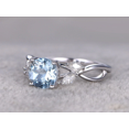 thumbnail image 3 of HeartsAndYou 1.5ct Natural Aquamarine & Diamond Floral Leaf Design Ring 14k SOLID White Gold, 3 of 9
