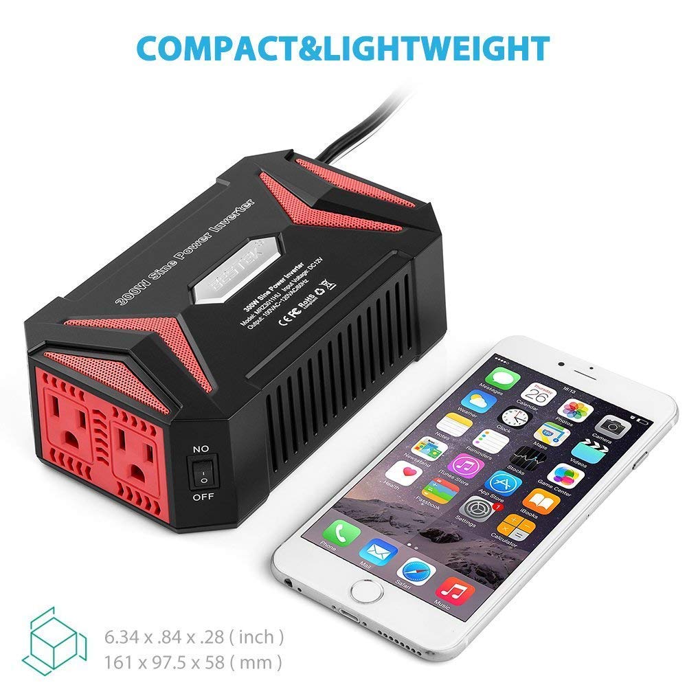 BESTEK 300Watt Pure Sine Wave Power Inverter Car Adapter DC 12V to AC 110V with 4.2A Dual Smart USB Ports Blue BESTEK 300Watt Pure Sine Wave Power Inverter Car Adapter DC 12V to AC 110V with 4.2A Dual Smart USB Ports Blue