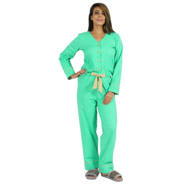 Bimba Pyjama Imprimé pour Femmes Ensemble de Nuit 2 Pcs Haut & Pyjama en Coton