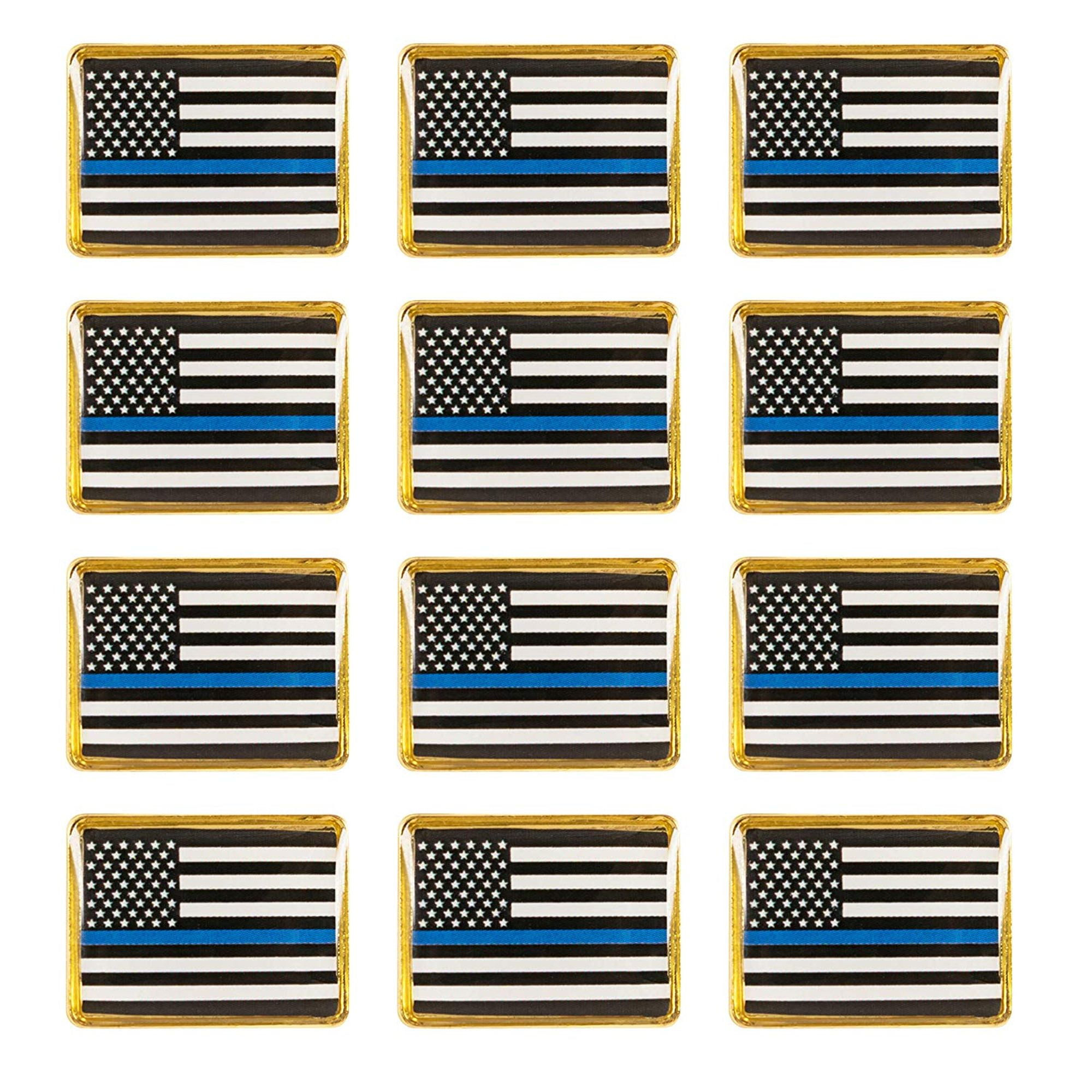 Pack of 2 Thin Blue Line Flag Lapel Pins//Support Law Enforcement