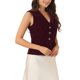 thumbnail image 4 of CHALECO DE MUJER INSPIRADOR CHIC, SEDA VELVET SIN MANGAS, CON SOLAPA Y ESCOTE EN V, CHAQUETA ELEGANTE, TALLA M, BURDEOS, 4 of 5