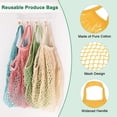 thumbnail image 2 of 1-Pack Cotton Mesh Bag, Reusable Washable Net String Grocery Bags, Produce Bags with Handle, Tote Bag for Fruits/Vegetables Shopping [Yellow, Short Handle], 2 of 5