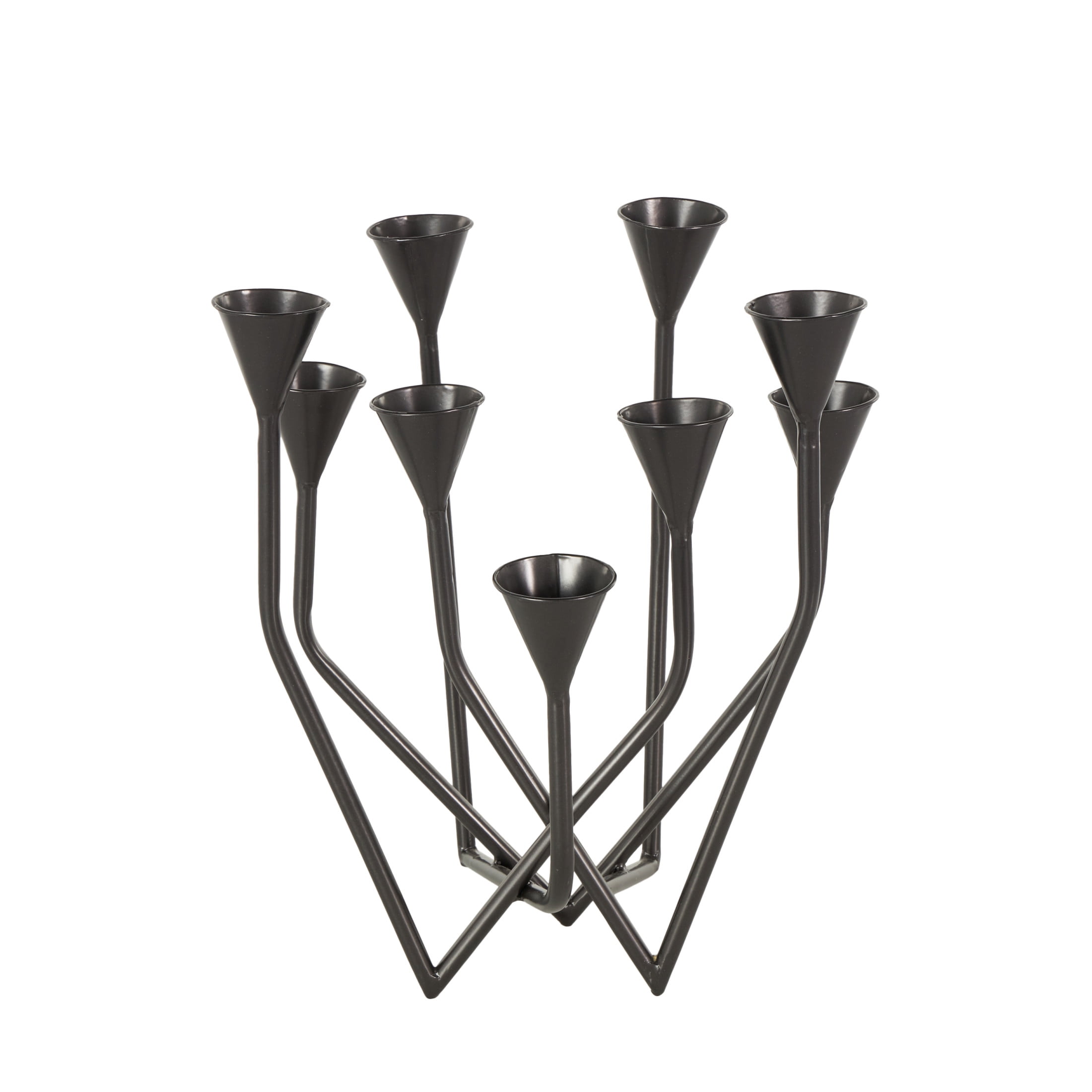 DecMode 9 Holder Black Metal Taper Candelabra