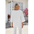 thumbnail image 7 of Summer V-neck Ice Silk Wrinkle Solid Color Mid-sleeve Loose Casual Women's T-shirt, 7 of 7