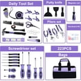 thumbnail image 4 of Purple Tool Set,223-Piece Tool Sets for Women,Tool Kit with 13-Inch Wide Mouth Open Purple Tool Bag,The Basic Tool Set is Perfect for Home Maintenance, 4 of 6