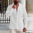 thumbnail image 6 of V-Neck T-Shirt for Men Lightweight Breathable Linen Short Sleeve T-Shirt Summer Button Casual Beach Tops,White,3XL, 6 of 9