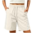 thumbnail image 4 of VBVC Women's Side Stripe Drawstring Athletic Shorts , Casual Running Summer Shorts For Women , Ladies' Lightweight Breathable Shorts with Pockets,White,XS-3XL, 4 of 8