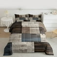 thumbnail image 2 of Manfei Graffiti Geometric Check Full Size Comforter Sets,Retro Patchwork Buffalo Bedding Comforter Set,Brown Gray Blue Bedding Sets For Adults,Luxury Bedroom Decor Reversible,3 Pieces, 2 of 8