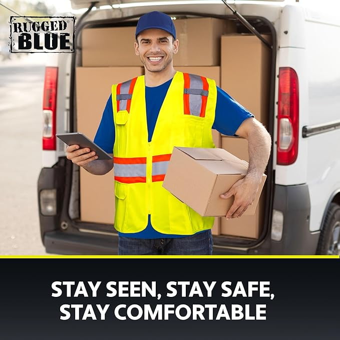 Rugged Blue Type R Class 2 Hi-Vis Two-Tone Surveyor Safety Vest, Hi-Vis Yellow, S