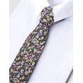 thumbnail image 7 of Barry.Wang Men's Cotton Ties Flower 3.15" Necktie Printed Skinny Tie Sets Clip Extra Long Flower Wedding Party Black, 7 of 7
