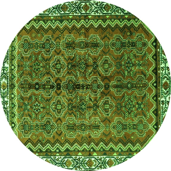 Ahgly Company Indoor Round Persian Green Traditional Area Rugs, 3' Round