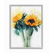 Stupell Industries Sunflower Assortment with Watercolor Accent Gray Framed Art Print Wall Art, 11x14, by Ziwei Li
