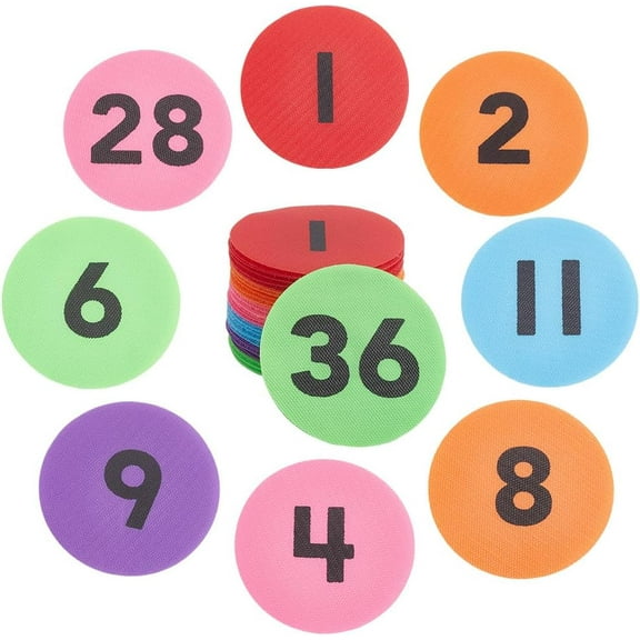 6 colors Spot Markers Carpet Markers Sitting Spots Nylon Hook and Loop Number 100x2mm 36pcs/set