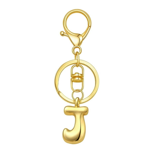 Hearth & Gear Custom Letter Keychain Key Ring For Initial Charm With Sturdy Metal Loop And Easy To Find Design For And Luggage