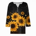thumbnail image 4 of Towmus Womens 3/4 Length Sleeve Cotton Tops Summer Casual Short Sleeve Button V Neck Shirts Basic Loose Tunic Tops Blouse, 4 of 5