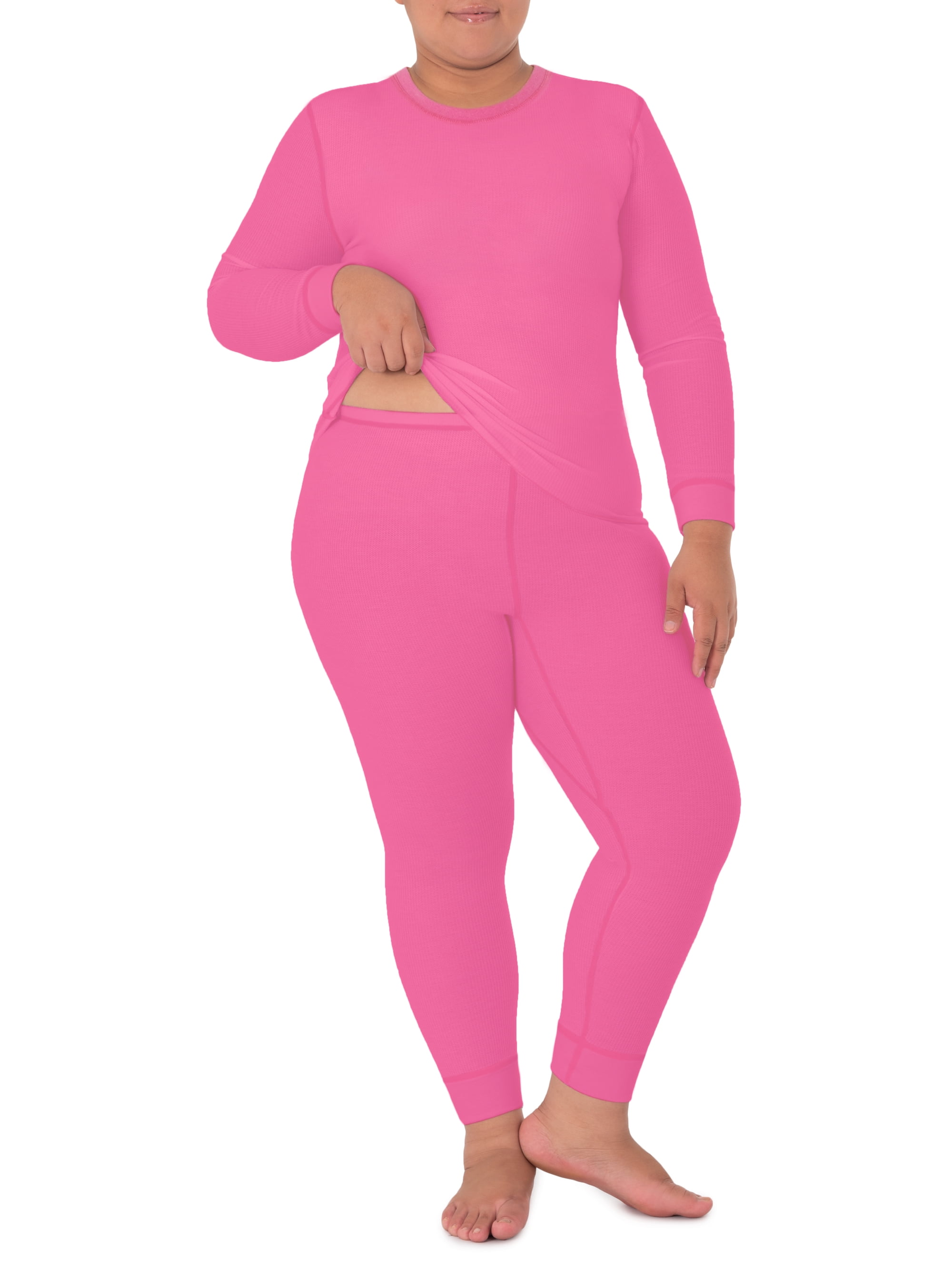Fruit of the Loom Women's and Women's Plus Long Underwear Thermal Waffle Top and Bottom Set