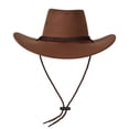 thumbnail image 4 of IVEYRTF Cowboy Hat Men Solid Color Classic Western Sun Hat Adjustable Cord with Wide Brim Hats for Men, 4 of 7