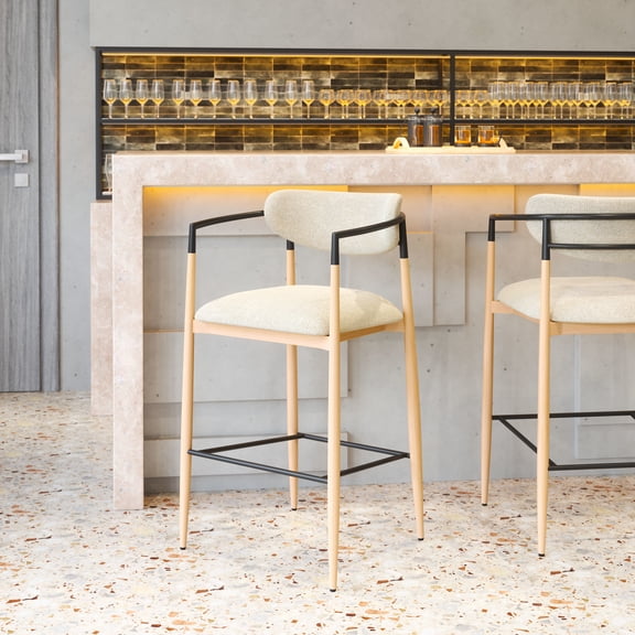 Equinox Barstool Oyster Gray & Natural Barstool, Modern Style, Armrest support, Steel, Indoor Bar