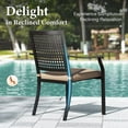 thumbnail image 5 of SUMMIT LIVING 7-Piece Outdoor Patio Dining Set with Rectangle Steel Table with Wooden Tabletop & Stackable Chairs with Cushions, Black & Brown, 5 of 14