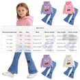 thumbnail image 2 of Owordtank Girls Long Sleeve Hooded Sweatshirt Hoodie Cute Tops Stretch Flare Jeans with Heart-Shaped Distressed Details, Frayed Hem, 2 of 7