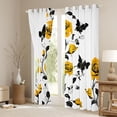 thumbnail image 3 of Homewish Country Flower Floral Blackout Curtains Set of 2 (52x84 Each),Spring Garden Black Butterflies Window Curtains,Yellow White Black Curtains and Drapes For Men Women,Ultra Soft Home Decor, 3 of 6