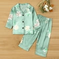 thumbnail image 2 of Odeerbi 1-8 Años Niños Niñas Pijamas de Raso Solapa de Muesca Camisa de Manga Larga Conjunto de Dos Piezas de Pijama Suave Estampado Floral, 2 of 9