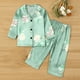 thumbnail image 2 of Odeerbi 1-8 Años Niños Niñas Pijamas de Raso Solapa de Muesca Camisa de Manga Larga Conjunto de Dos Piezas de Pijama Suave Estampado Floral, 2 of 9
