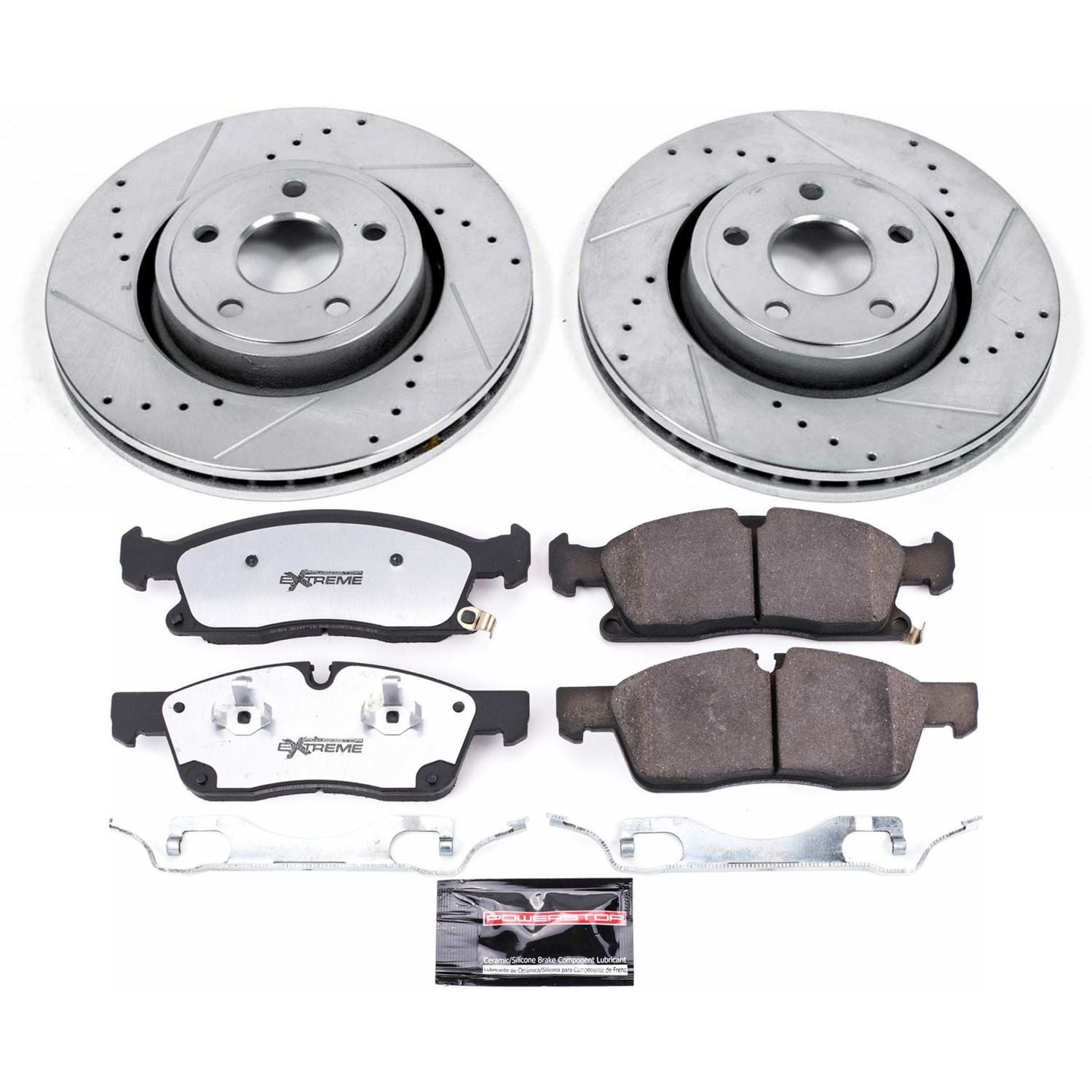 PowerStop Front Z36 Truck & Tow Carbon-Fiber Ceramic Brake Pad and Drilled and Slotted Rotor Kit Fits: DODGE JEEP Select Models K7133-36