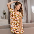 thumbnail image 3 of Gukieu Hot Dog In Heart Print Women's Nightgown, A-line Round Neck Short-sleeved Nightgown Pajamas Home Wear Suitable for Home and Outing, 3 of 6