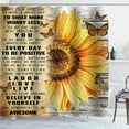 thumbnail image 3 of Sunflower Shower Curtain, Positive Inspirational Quotes Yellow Floral Butterfly Country Rustic Farmhouse Bathroom Decor, Waterproof Fabric Shower Curtain Set, 72 X 72 Inch, Live Laugh Love, 3 of 6