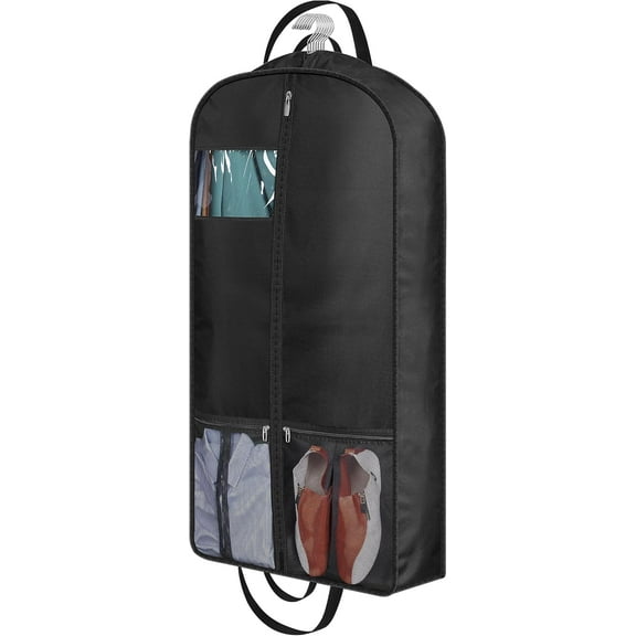 BZUEPRS 43" Heavy Duty Suit Bag Cover for Travel 6" Gusseted Suit Carriers for Men Women with 4 Handles and Pockets Hanging Garment Bag for Shirts, Coats, Dresses, Clothes