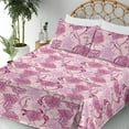 thumbnail image 3 of Ambesonne Springtime Fitted & Flat Sheet with Shams 4 Pcs Set, Jungle Blooming Peony, Calking, Rose Pastel Pink, 3 of 5