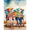 thumbnail image 1 of Happy Elderly Couple On Summer Beach Chairs Modern Watercolour Painting Large Wall Art Poster Print Thick Paper 18X24 Inch, 1 of 5