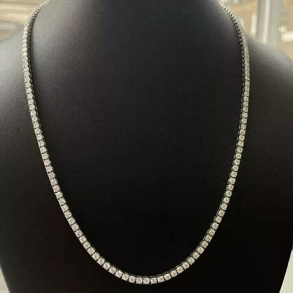 3mm 14Ct Lab Created Diamond Round Cut Women's Pretty & Fancy Tennis Necklace In 14k White Gold Plated 18Inch