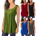 thumbnail image 4 of DYMADE Womens Henley V-Neck Casual Blouse Pleated Button Solid Tunic Shirt Top, 4 of 5