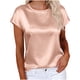 thumbnail image 1 of Camisas de Cuello Redondo de Color Sólido de Manga Corta de las Mujeres, Blusa Casual para el Uso Diario de Primavera Verano, 1 of 8