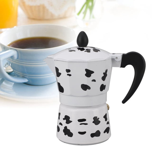 Rich Portable Milk Cow Color Aluminum Pot Coffee Pot for Camping and Outdoor Activities with Unique Cow Pattern Design