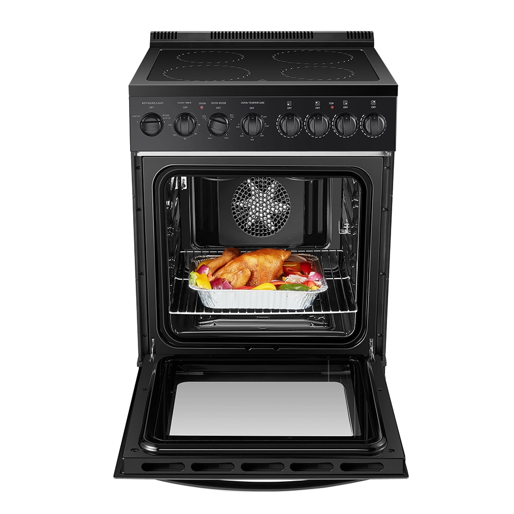 Lanbo 24 in 2.9 CU ft Freestanding Electric Range with Rotisserie and True Convection Oven and Timer