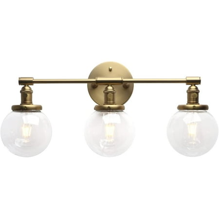 

DTLYH 3 Lights Sconce Chrome Polished Bathroom Vanity Light Fixture with Three 5.6 Inches Globe Glass Canopy Chrome Polished